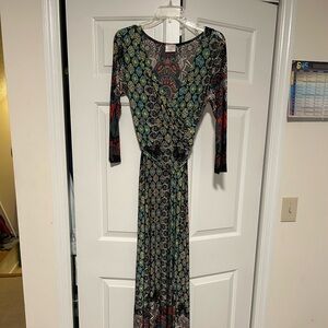 Tua Multicolor Long Sleeve Maxi Dress